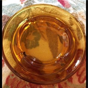 Amber glass ash tray vintage